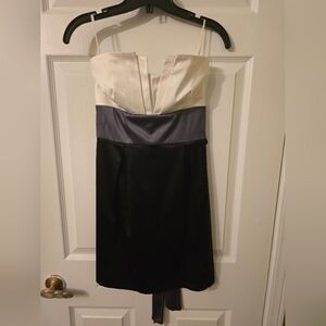 Mendocino Three-Tone Strapless Cocktail Dress - Cream, Slate, Black Size M